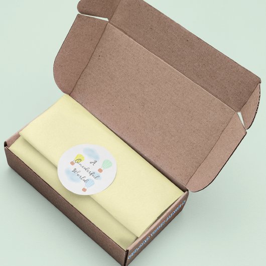 Onederful World Hot Air Balloon 1st Birthday ラウンドシール