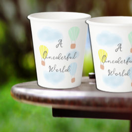 Onederful World Hot Air Balloon 1st Birthday 紙コップ
