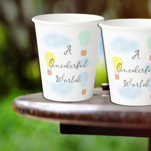Onederful World Hot Air Balloon 1st Birthday 紙コップ