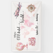 ONEderful World Pink 1st birthdayバナー 横断幕 (縦)