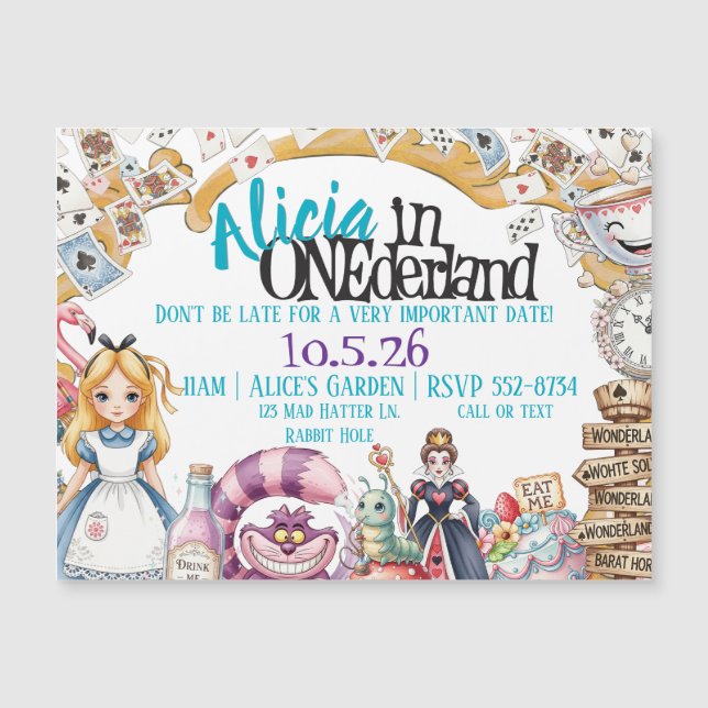 ONEderland First Birthday Invitation Magnet (正面)