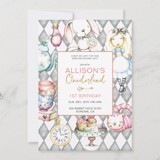 Onederland First Birthday Partyへの招待 招待状 (正面)