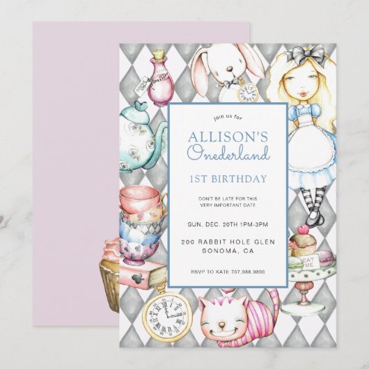 ONEderland Girl's 1th Birthday招待状 招待状 (正面/裏面)