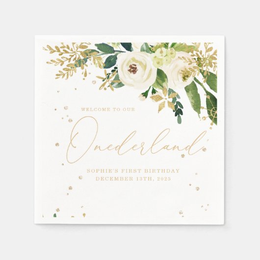 Onederland One First Birthday スタンダードカクテルナプキン (正面)