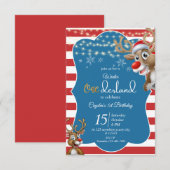 onederland reindeer 1st誕生日 招待状 (正面/裏面)
