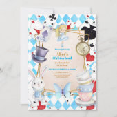 Onederland Tea Alice in Wonderland 1st Birthday 招待状 (正面)