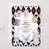 Onederland Tea Alice in Wonderland 1st Birthday 招待状 (正面)