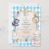 Onederland Tea Alice in Wonderland 1st Birthday 招待状 (正面)