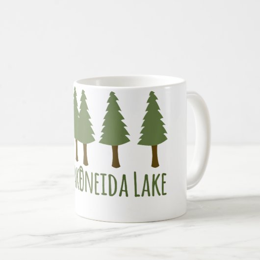 Oneida Lake Rustic Camping Pine Trees Woods Forest コーヒーマグカップ (正面右)