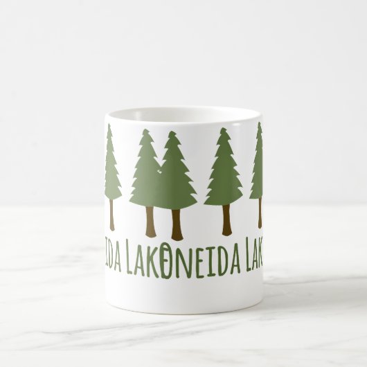 Oneida Lake Rustic Camping Pine Trees Woods Forest コーヒーマグカップ (中央)