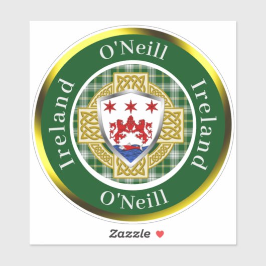 O'Neill Irish Shield/Celtic Cross Personalized シール (シート)