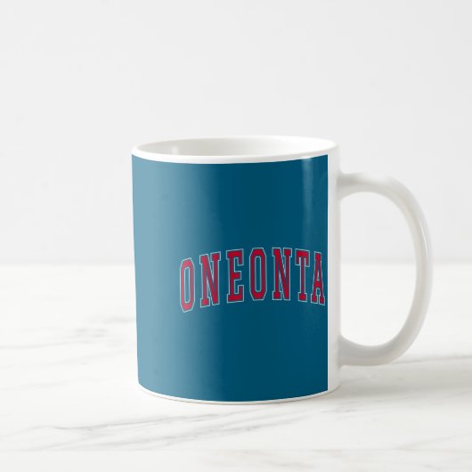 Oneonta New York Souvenir College Style Red Text T コーヒーマグカップ (右)