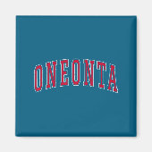 Oneonta New York Souvenir College Style Red Text T マグネット (正面)