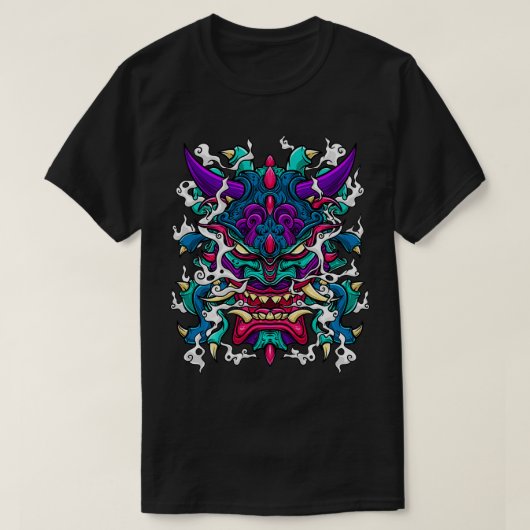 Oni Mask Hannya Demon Evil Japanese  Tシャツ (デザイン正面)