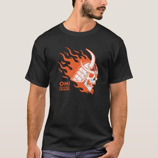 Oni Samurai Chaos – Fierce Japanese Demon Warrior  Tシャツ (正面)
