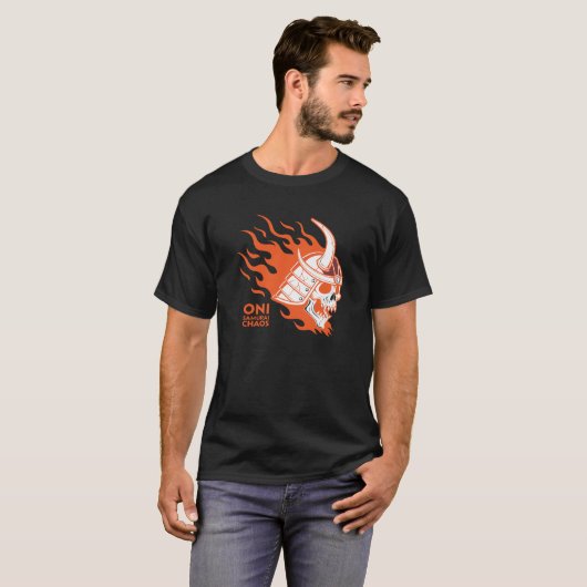 Oni Samurai Chaos – Fierce Japanese Demon Warrior Tシャツ (正面フル)