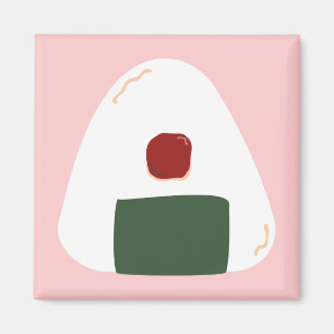 "Onigiri ♥"の~Pink ver.~の正方形の磁石 マグネット