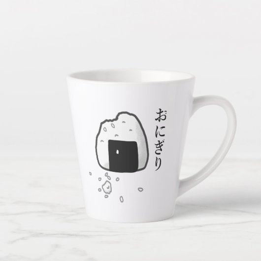 onigiri rice ball in japanese hiragana カフェラテマグ (右)