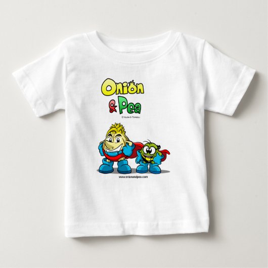 Onion & Pea characters Baby t-shirt. ベビーTシャツ (正面)