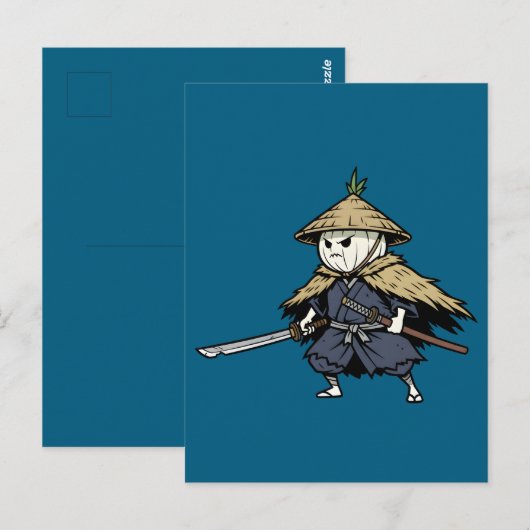 Onion Ronin Wandering Samurai Warrior Illustration ポストカード (正面/裏面)