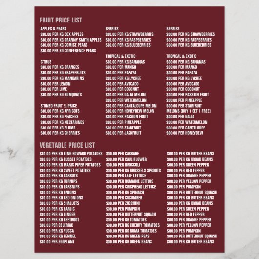 Onions & Garlic, Greengrocers Advertising チラシ (裏面)