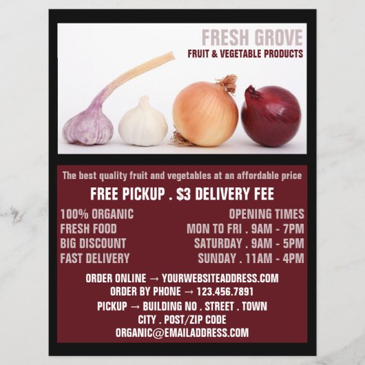 Onions & Garlic, Greengrocers Advertising チラシ (正面)