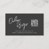 Online RSVP QR Code black satin website 名刺 (正面)
