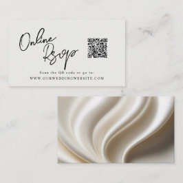 Online RSVP QR Code ivory white satin website 名刺