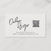 Online RSVP QR Code ivory white satin website 名刺 (正面)