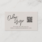 Online RSVP QR Code pink satin website 名刺 (正面)