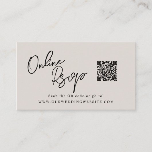 Online RSVP QR Code pink satin website 名刺 (正面)