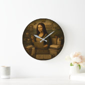 Online Shopping Funny Mona Lisa Shopper Gift ラージ壁時計 (ホーム)