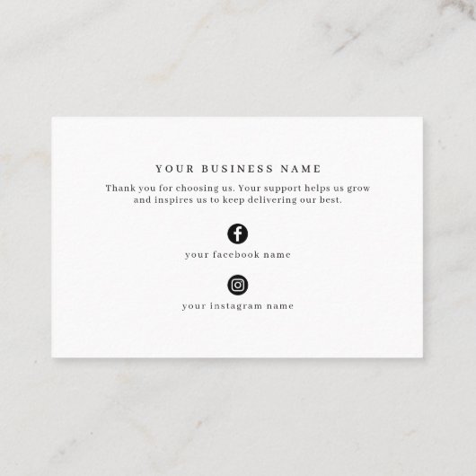 Online Store Promotional Thank You Business Insert 名刺 (裏面)