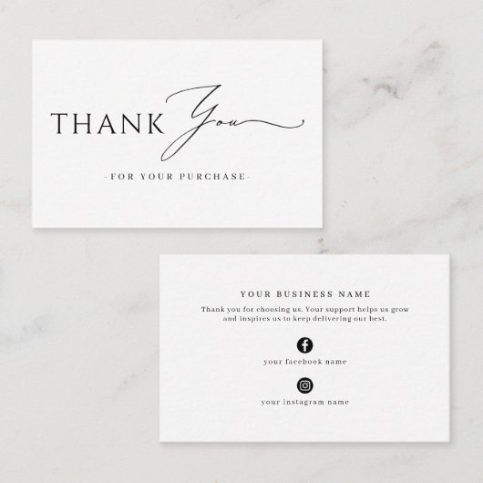 Online Store Promotional Thank You Business Insert 名刺 (正面/裏面)