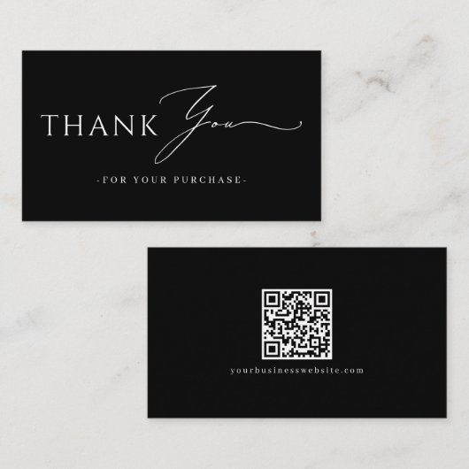 Online Store Thank You QR Code website Black 名刺 (正面/裏面)