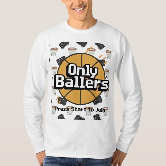 Only Ballers: ピクセルスポーツの長袖Tシャツ Tシャツ (正面)