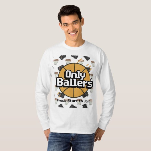 Only Ballers: The Pixel Sport Long Sleeve Tee Tシャツ (正面フル)
