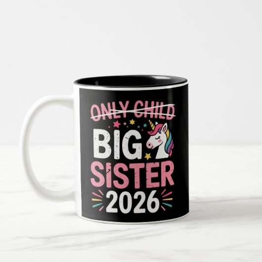 Only Child Crossed Out Big Sister 2026 Pregnancy  ツートーンマグカップ (左)