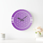 ONLY COLORグラデーション紫 – 生の花 ラージ壁時計 (ホーム)