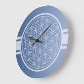 ONLY COLORグラデーション青 – 生の花 ラージ壁時計 (傾斜)