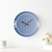 ONLY COLORグラデーション青 – 生の花 ラージ壁時計 (ホーム)