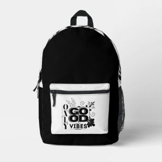 Only Good Vibes -前向きやる気を起こさせるタイポグラフィ プリントバックパック