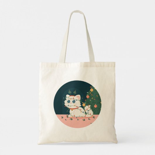 Only One Creature Was Stirring: Festive Cat トートバッグ (裏面)