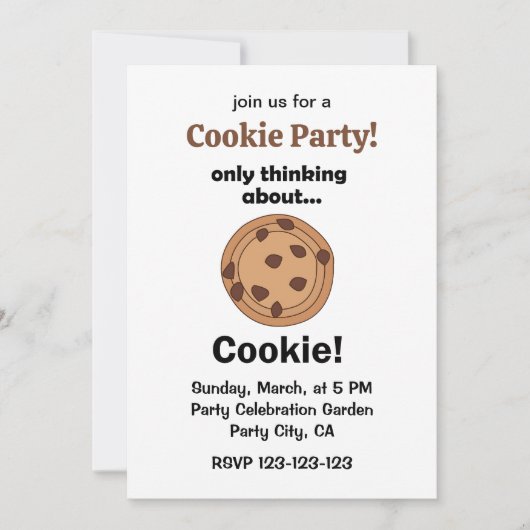 Only Thinking About Cookie Funny Food Party 招待状 (正面)