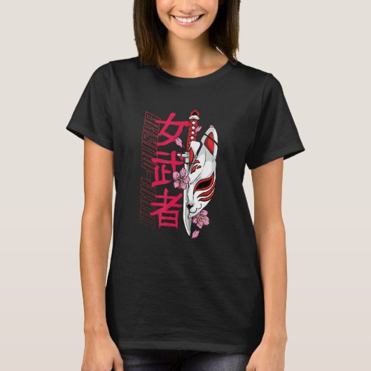 Onna musha Female Samurai Japanese Warrior Ronin B Tシャツ (正面)
