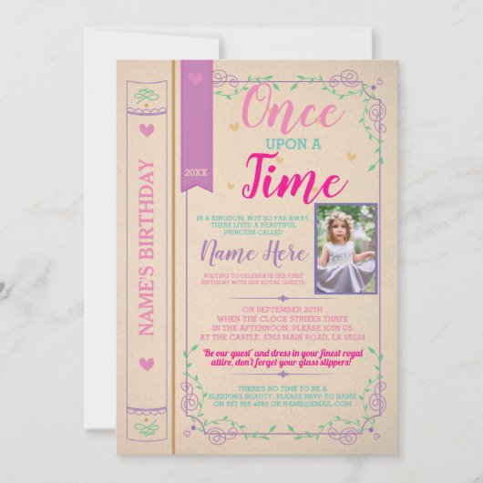 Onpe Op A Time Story Book Photo 招待状 (正面)