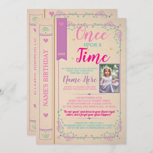 Onpe Op A Time Story Book Photo 招待状 (正面/裏面)