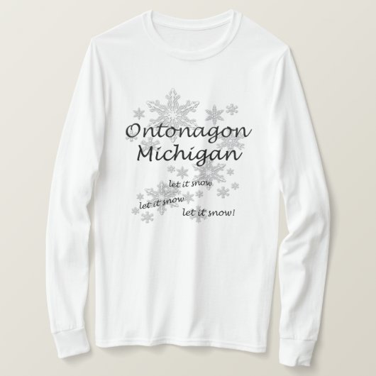 Ontonagonミシガンスノーフレークスノーレディース Tシャツ (デザイン正面)