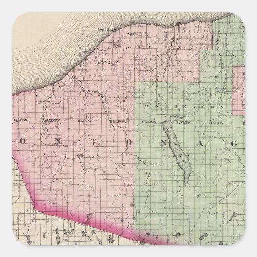 Ontonagon County Michigan スクエアシール (正面)