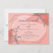 OnTrendの結婚リハーサルサンゴフローラ金ゴールドフレーム 招待状 (正面)